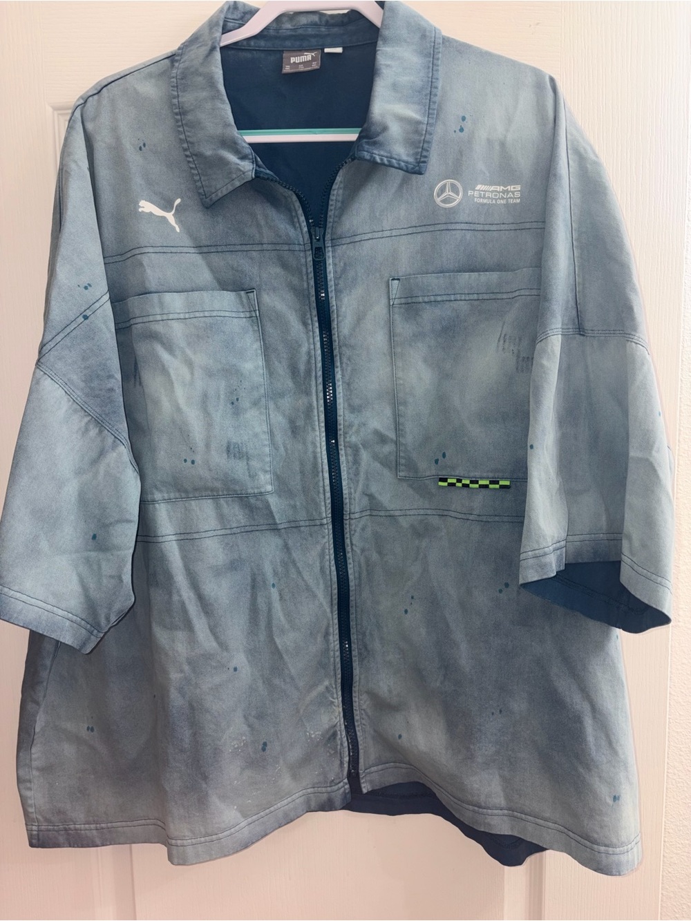 Mercedes-AMG Petronas F1 Team PUMA 2024 Crew Full-Zip Half-Sleeve Shirt | XXL